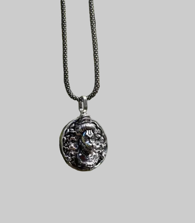 Hanuman Ji Pendant Oxodaised Silver Chain